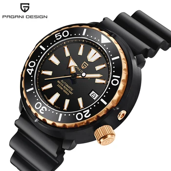 Нов мъжки механичен часовник PAGANI DESIGN NH35, спортни водоустойчивост на часовника от неръждаема стомана, керамични bezel, сапфирен кристал, автоматични часовници