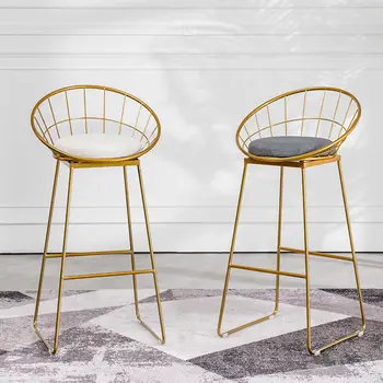 Бар стол в скандинавски минималистичном стил с железен стол, домашен стол за хранене, столче за магазин дрехи, на високи крака, снимка табуретка, бар стол, бар стол