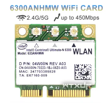 Двухдиапазонная 450 Mbps Мини-Половината PCI-e, Безжична Wifi карта 633ANHMW 6300AN за Intel Ultimate-N 6300 за преносими компютри Acer/ Asus/Dell
