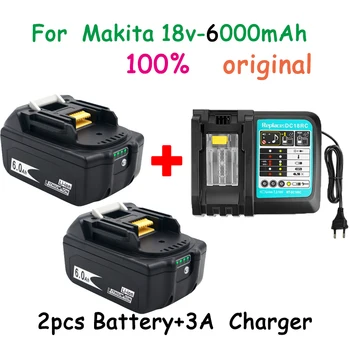 Със Зарядно устройство BL1860 Акумулаторна Батерия 18v 6000 mah Литиево-Йонна за Makita 18v Батерия 6ah BL1840 BL1850 BL1830 BL1860B LXT400