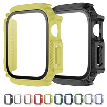 Капачка + Стъкло За Apple Watch Case 8 7 45 мм 41 мм 44 мм 40 мм Броня, Закалена Водоустойчив Защитната Обвивка iwatch Serie 6 4 5 SE