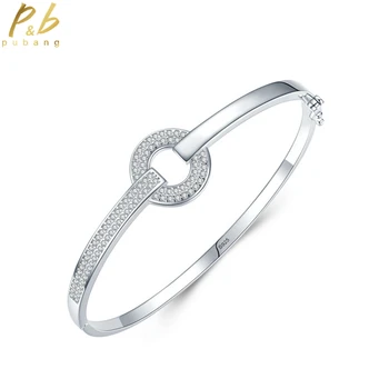 PuBang, бижута, твърдо сребро 925 проба, Луксозен през цялата гривна с высокоуглеродистым диамантен пръстен за жени, подарък за годишнина, безплатна доставка