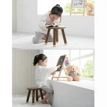 HQ ST02 Луксозен детски столче, детско малка седалка, скамеечка за краката, учебна маса от американски черен орех и латунного материал за крачета