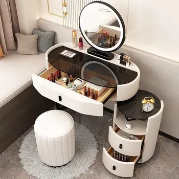 Кафе модерен тоалетка, тоалетка, стъклена масичка, скрин за спалня, шкаф за съхранение, скринове, маса, огледало, масичка за грим