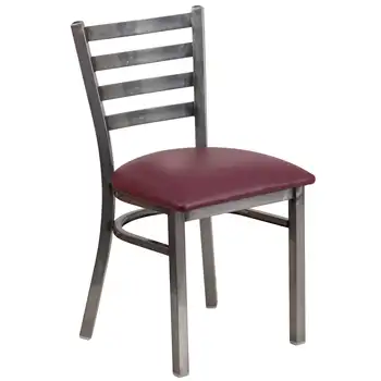 Флаш мебели от серията HERCULES Метален ресторант стол с прозрачна облегалка - бордовое виниловое седалка