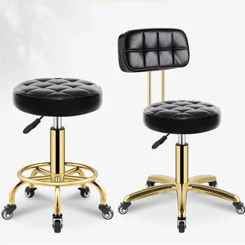 Скандинавски фризьорски стол Винтажное коса стол Мебели за интериора на въртящи се работни столове на колела Козметични столове