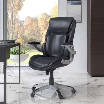 Стол за офис мениджъри Serta с 3-D активна облегалка Big & Tall със седалка от пяна с памет ефект, от черна на ламинирани кожата