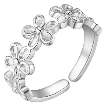 модни сладък дамски обувки дама цвете прекрасно бижута пръстен сребърен цвят пръстени елегантен ретро стил за сватба парти подарък ЛИДЕР в ПРОДАЖБИТЕ