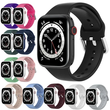 Силиконов Ремък за Apple Watch Band 45 мм 41 мм 44 мм 42 мм 40 мм, 38 мм и Модерен Взаимозаменяеми Гривна за часа iwatch 8 7 6 5 4 3 2 SE
