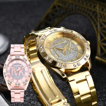 Дамски Модни часовници за влюбени, златни часовници е от неръждаема стомана Reloj, Водоустойчив Кварцов часовник, Подарък за гаджето си, часовници за приятелка
