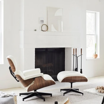 Скандинавски кожен стол с възможност за сгъване на облегалката, единичен разтегателен диван и фотьойл, лесно луксозно просто стол за почивка от висок клас
