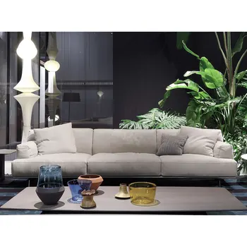 Модерен диван от нежната тъкан ширина 84,65 инча бежов цвят