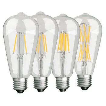 Edison Led лампа ST64 E27/E14 реколта електрическа крушка 220v 2 W 4 W 6 W И 8 W 12 W Прозрачна стъклена Лампа энергосберегающая защитно лампа ST64