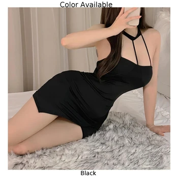 Гореща разпродажба 2023, ново модно дамско секси бельо, униформи, съблазнителна пижама на спагети презрамки, нощно рокля за секретарши, нощница с отворен гръб