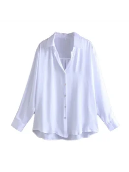 2023 Нови дамски елегантни блузи, висококачествени офис дамски блузи, сатен блуза с дълъг ръкав, риза с копчета, дамски години