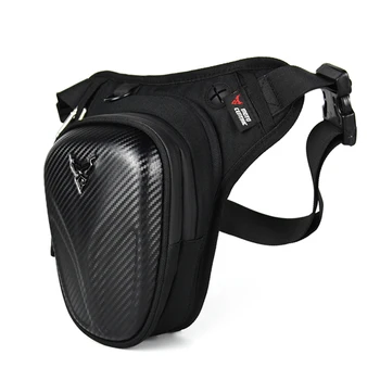 Странична чанта за мотоциклети, изработени от въглеродни влакна, черна мотоциклетът чанта, твърда обвивка, градинска ежедневни поясная чанта, мотоциклетни чанти за хип-бум