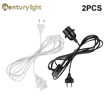 1.8 M Притежателя на основание лампи Кабел захранващия кабел E26 E27 EU Окачен led лампа адаптери за контакти с ключ 220 В