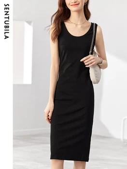 Sentubila, винтажное черно трикотажное рокля за жените, лятна мода 2023, елегантна женствена рокля midi, коварен женствена рокля, дамски дрехи
