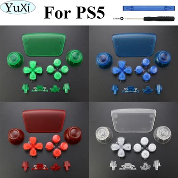 YuXi Подмяна САМ Прозрачен бутон за контролер PS5 дръжки за палеца Аналогови бутона за заснемане на ремонтни комплекти за PS5