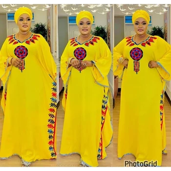 Жълт марокански дълга риза, мюсюлманското вечерна рокля Дубай Абайя ислямското дълга рокля Европейската и американската модна тенденция