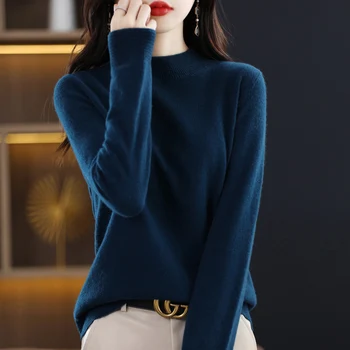 Есенно-Зимния Нов Корейски Модерен Женски Пуловер, Най-добър Трикотаж, Удобен Пуловер от 100% мериносова вълна, Безплатна доставка