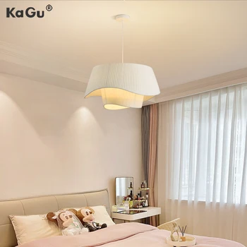 Полилей за спалня в стил ретро KAGU, романтична полилей от мека тъкан в стил ins, скандинавски, лампа за дневна, трапезария, мансарден лампа