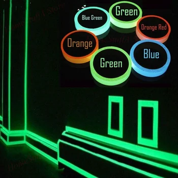 Защитно светещо на лентата е 3 м, зелен, син, предупредителен осветление за стълбища, устойчива на плъзгане стикер, светоотражающая луминесцентна ленти, самозалепващи