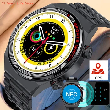 Новите смарт часовници ECG + ТОЧКИ Bluetooth Покана За Мъже, на Екрана се, Винаги показваща Време, Гласов Асистент AI, NFC, Бизнес Мъжки Спортни GPS Трековые Часовници