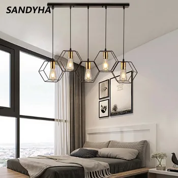 SANDYHA Скандинавски led окачен лампа, креативна полилей в метална рамка за хол, трапезария, спалня, домашно висящи тела, арматура
