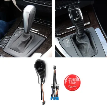 Автоматична led дръжка на скоростния за BMW E90 E92 E93 Автоматично аксесоари в стила на въглеродни влакна